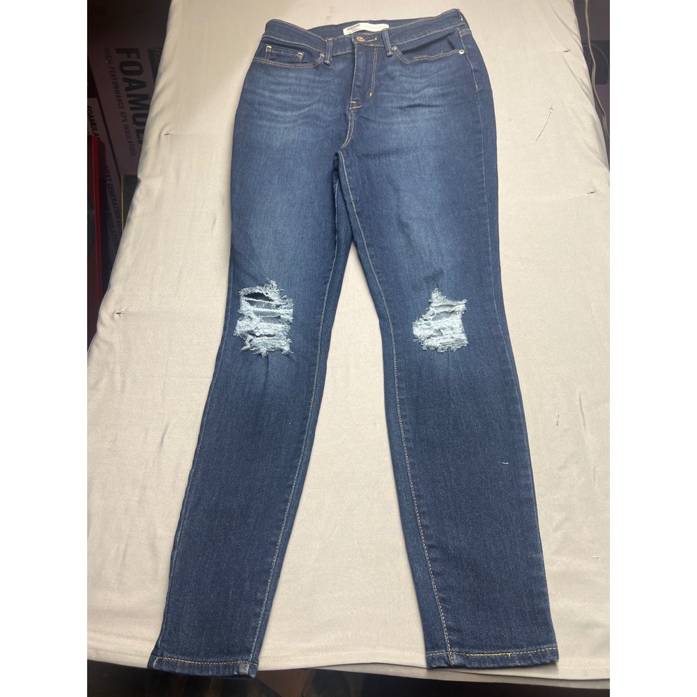 Signature Levi Strauss Gold Ultra High Rise Jeggings Distressed Dark Wash 6M 28